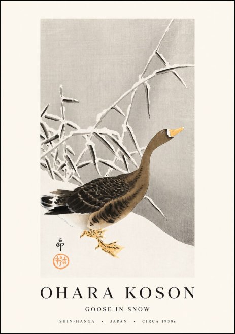 Ohara Koson Goose in Snow No1 - Poster