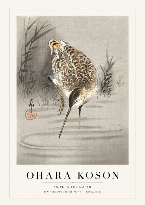 Ohara Koson Snipe in the Marsh No1 - Poster