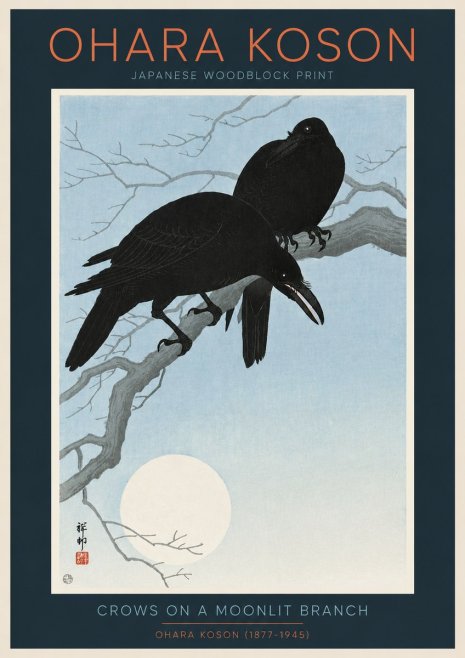 Ohara Koson Crows on a Moonlit Branch No2 - Poster