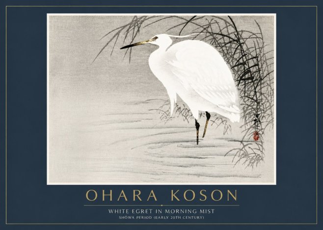Ohara Koson White Egret in Morning Mist No6 - Poster