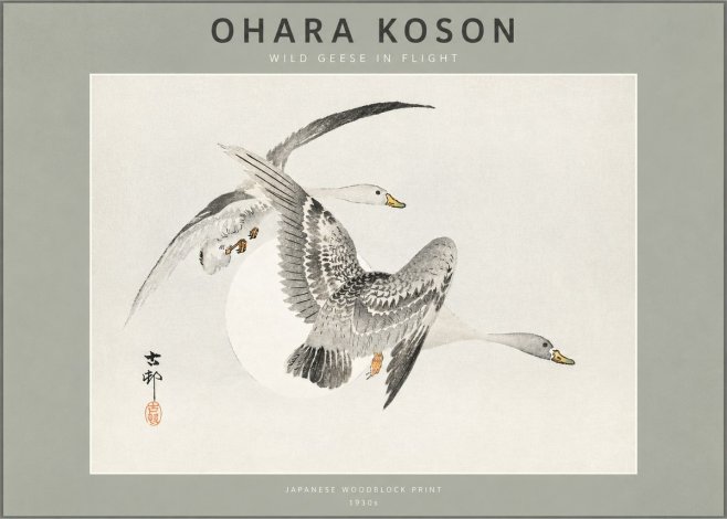 Ohara Koson Wild Geese in Flight I No2 - Poster