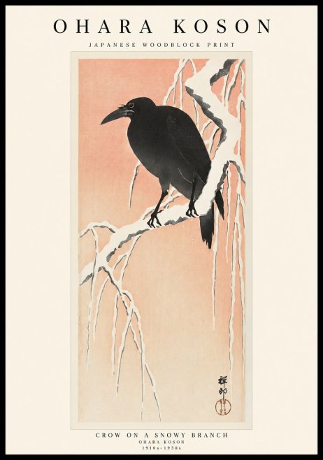Ohara Koson Crow on a Snowy Branch No1 - Poster