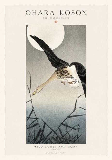 Ohara Koson Wild Goose and Moon No1 - Poster