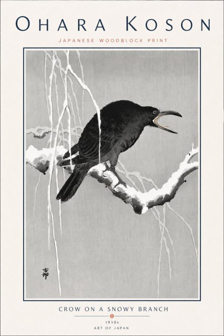 Ohara Koson Crow on a Snowy Branch II No6 - Poster