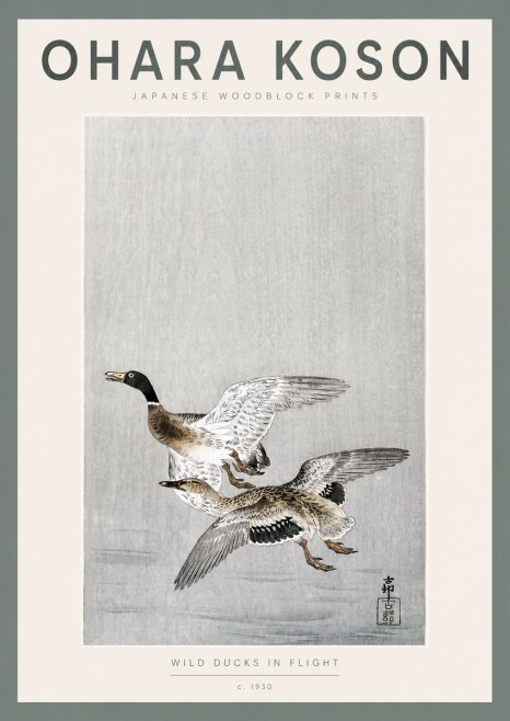 Ohara Koson Wild Ducks in Flight No2 - Poster