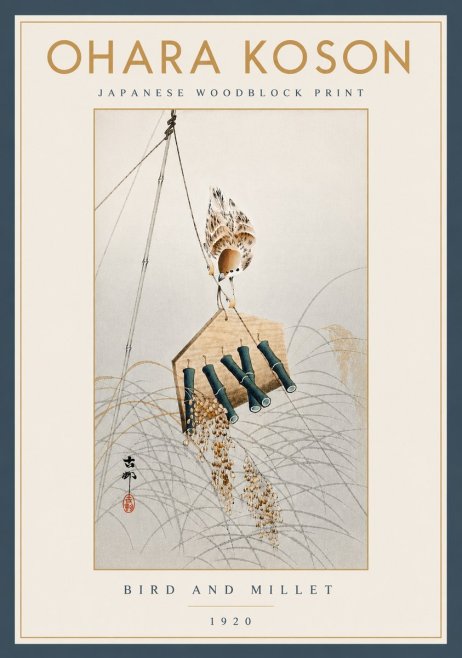 Ohara Koson Bird and Millet No5 - Poster