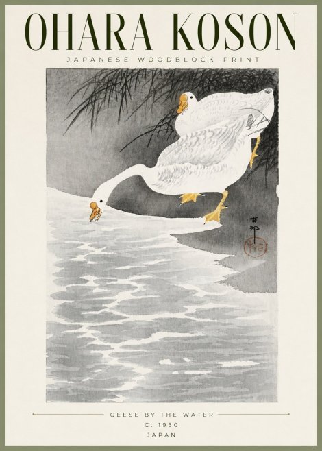 Ohara Koson Geese by the Water No2 - Poster
