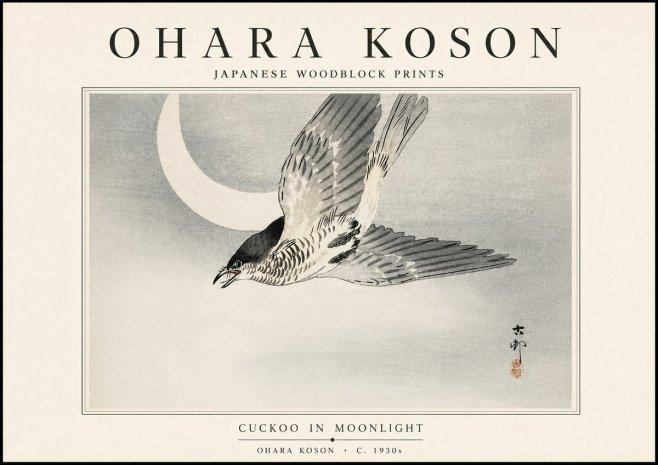 Ohara Koson Cuckoo in Moonlight No5 - Poster