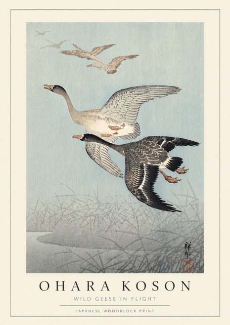 Ohara Koson Wild Geese in Flight II No3 - Poster