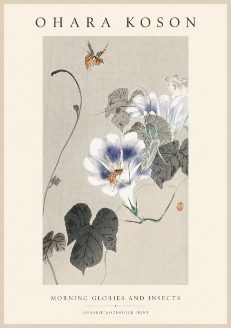 Ohara Koson Morning Glories and Insects No1 - Poster