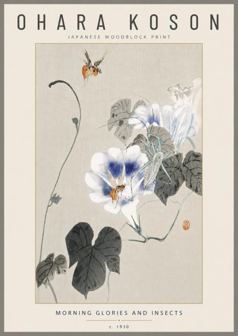 Ohara Koson Morning Glories and Insects No4 - Poster