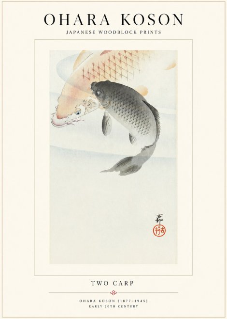 Ohara Koson Two Carp No1 - Poster