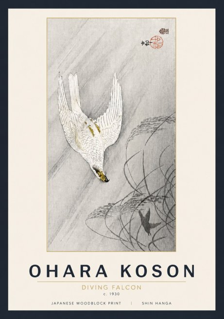 Ohara Koson Diving Falcon No5 - Poster