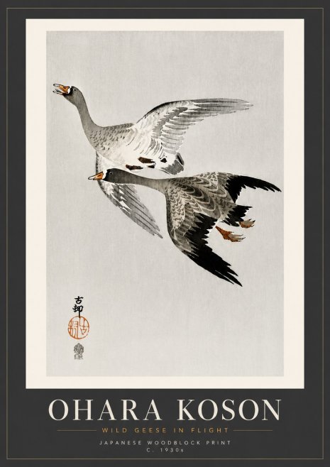 Ohara Koson Wild Geese in Flight III No5 - Poster