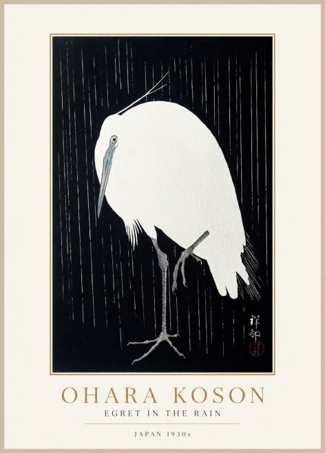 Ohara Koson Egret in the Rain I No1 - Poster