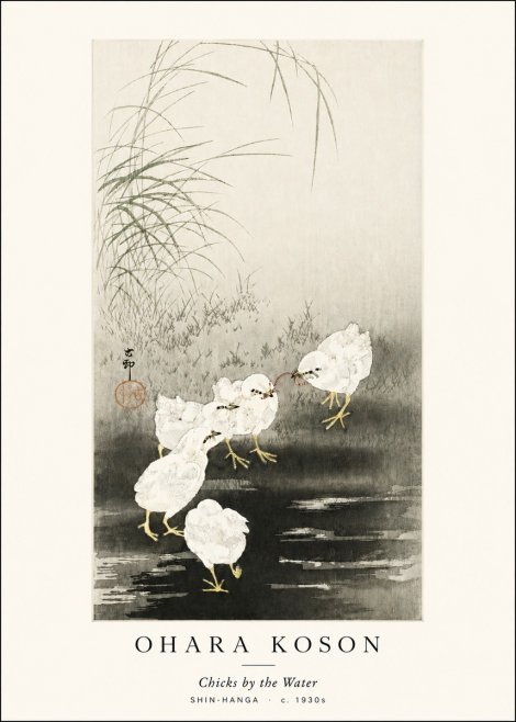 Ohara Koson Chicks by the Water No3 - Poster
