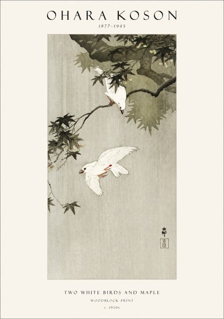 Ohara Koson Two White Birds and Maple No1 - Poster