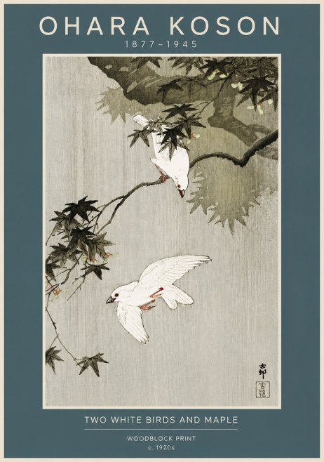 Ohara Koson Two White Birds and Maple No4 - Poster