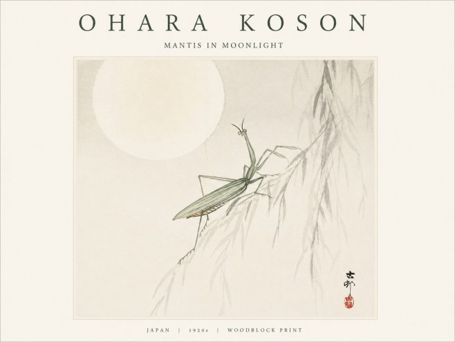 Ohara Koson Mantis in Moonlight No1 - Poster