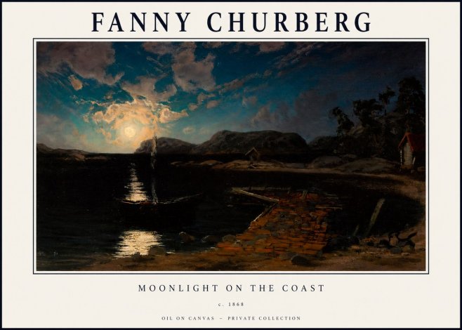 Fanny Churberg Moonlight on the Coast No1 - Poster