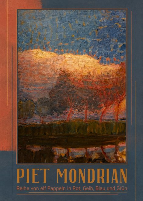 Piet Mondrian Reihe Von Elf Pappeln in Rot, Gelb, Blau Und Grün No1 - Poster
