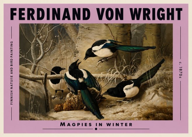 Ferdinand von Wright Magpies in Winter No3 - Poster