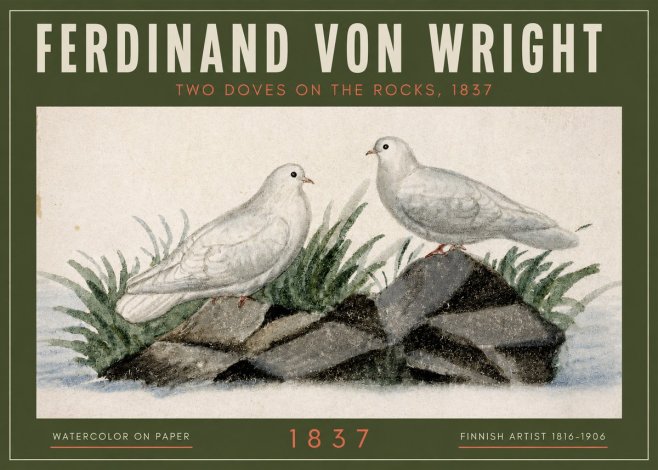 Ferdinand von Wright Two Doves on the Rocks, 1837 No2 - Poster