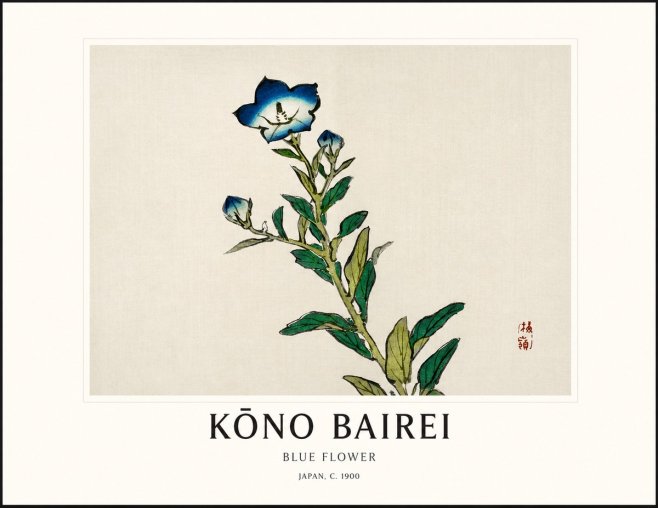 Kōno Bairei Blue Flower No1 - Poster