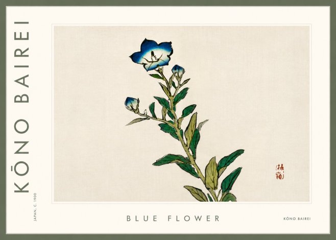 Kōno Bairei Blue Flower No3 - Poster