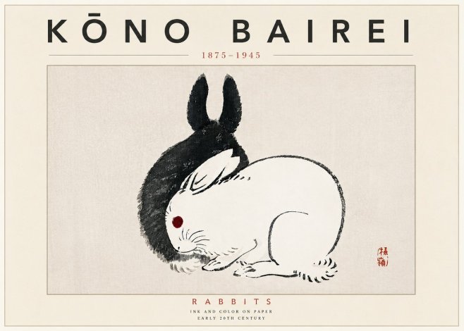 Kōno Bairei Rabbits No6 - Poster