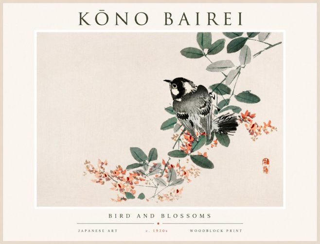 Kōno Bairei Bird and Blossoms No1 - Poster