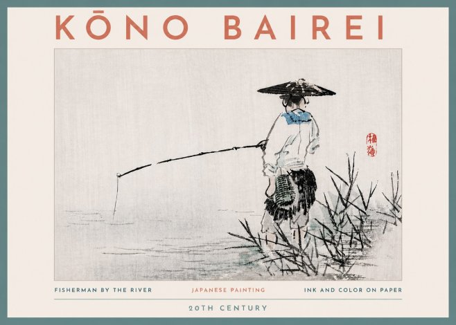 Kōno Bairei Fisherman by the River No4 - Poster