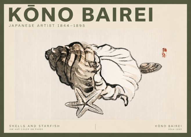 Kōno Bairei Shells and Starfish No2 - Poster