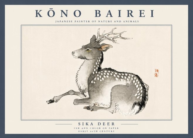 Kōno Bairei Sika Deer No4 - Poster