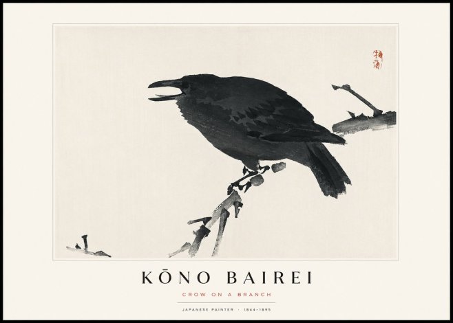 Kōno Bairei Crow on a Branch No1 - Poster