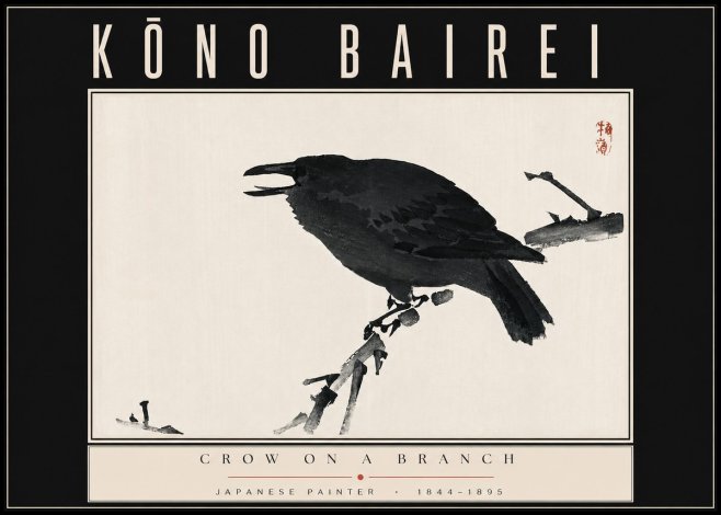 Kōno Bairei Crow on a Branch No4 - Poster