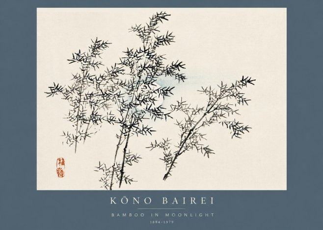Kōno Bairei Bamboo in Moonlight No2 - Poster