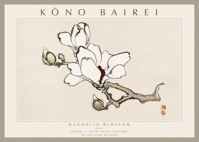 Kōno Bairei Magnolia Blossom No6 - Poster