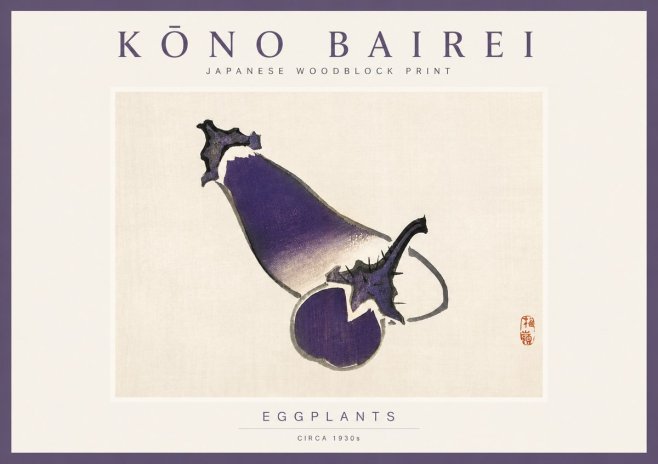 Kōno Bairei Eggplants No2 - Poster