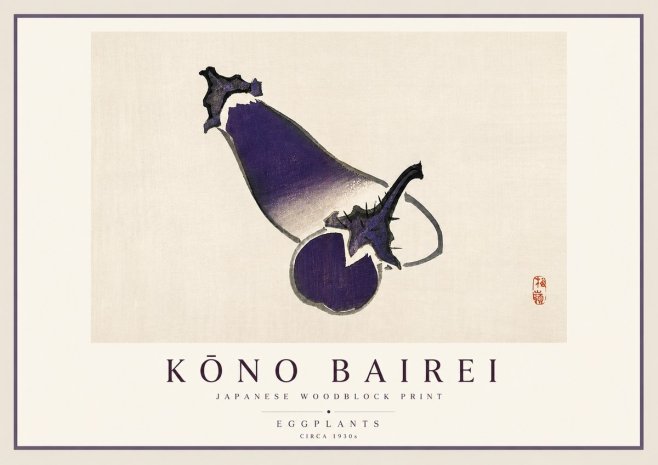 Kōno Bairei Eggplants No3 - Poster