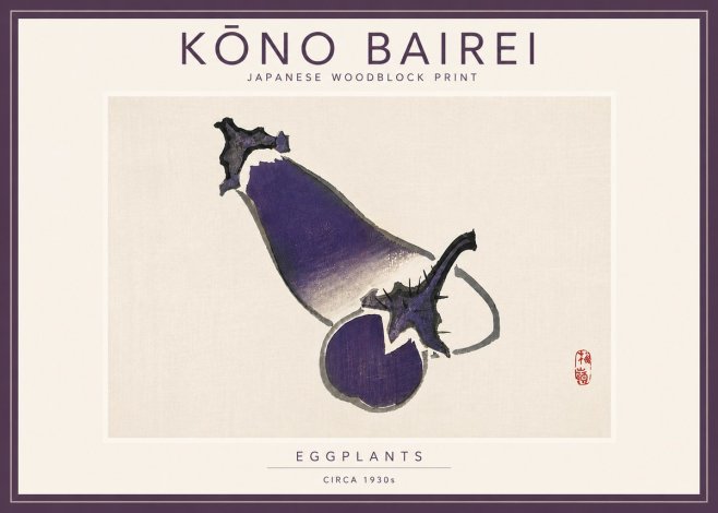 Kōno Bairei Eggplants No5 - Poster