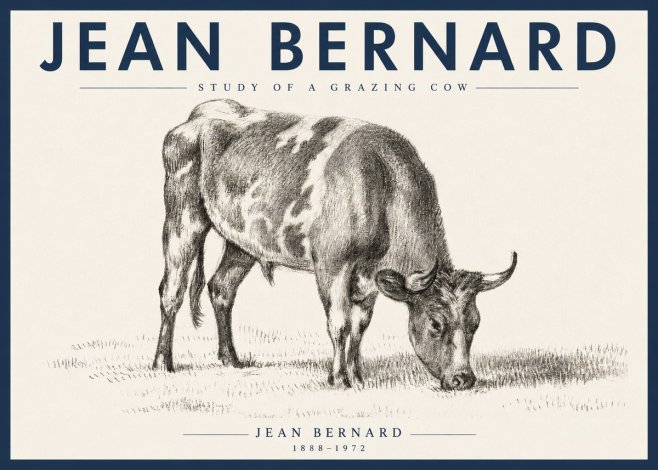 Jean Bernard Grazing Cow I No6 - Poster