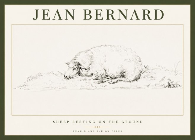 Jean Bernard Sheep Resting on the Ground No1 - Poster