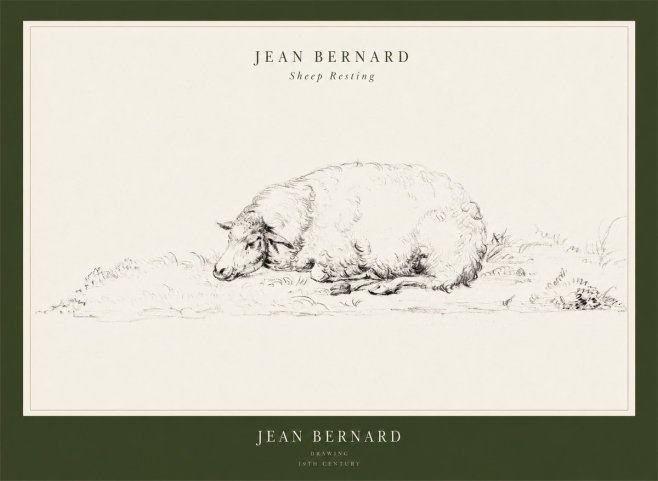Jean Bernard Sheep Resting on the Ground No3 - Poster