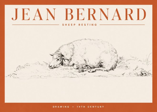 Jean Bernard Sheep Resting on the Ground No4 - Poster