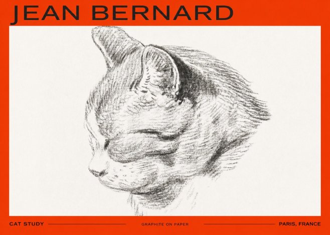 Jean Bernard Cat Study I No2 - Poster
