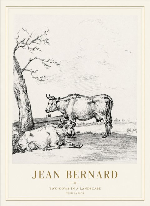 Jean Bernard Two Cows in a Landscape No1 - Poster