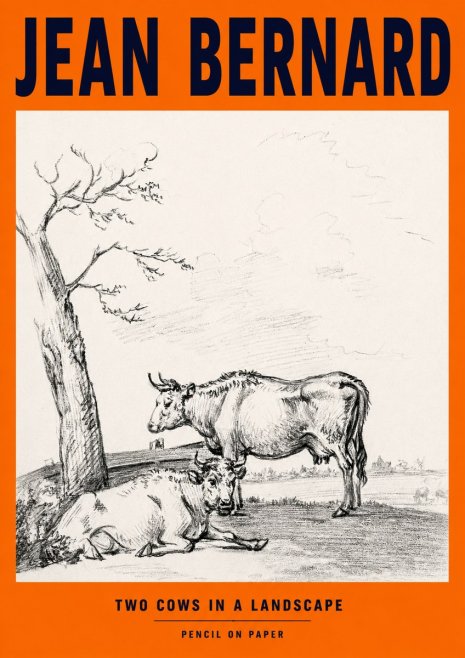 Jean Bernard Two Cows in a Landscape No2 - Poster