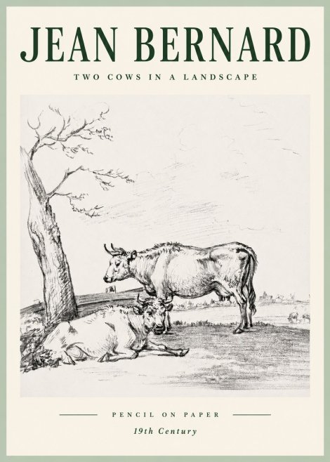 Jean Bernard Two Cows in a Landscape No5 - Poster