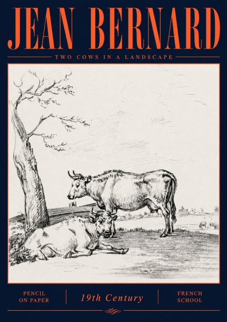 Jean Bernard Two Cows in a Landscape No6 - Poster